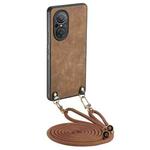 For Huawei nova 9 SE Vintage Leather PC Back Cover Phone Case with Crossbody Strap(Brown)