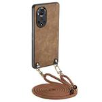 For Huawei nova 9 Vintage Leather PC Back Cover Phone Case with Crossbody Strap(Brown)