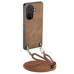 For Huawei nova 10 SE Vintage Leather PC Back Cover Phone Case with Crossbody Strap(Brown)