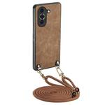 For Huawei nova 10 Pro Vintage Leather PC Back Cover Phone Case with Crossbody Strap(Brown)