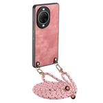 For Huawei nova 14 Ultra Vintage Leather PC Back Cover Phone Case with Crossbody Strap(Pink)