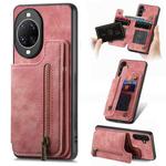 For Huawei nova 14 Retro Leather Zipper Wallet Back Phone Case(Pink)