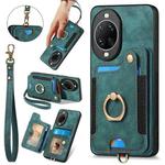 For Huawei nova 14 Retro Skin-feel Ring Multi-card Wallet Phone Case(Green)