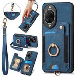 For Huawei nova 14 Retro Skin-feel Ring Multi-card Wallet Phone Case(Blue)