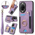For Huawei nova 14 Ultra Retro Skin-feel Ring Multi-card Wallet Phone Case(Purple)
