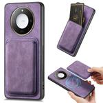 For Honor X60 5G Retro Leather Card Bag Magnetic Phone Case(Purple)