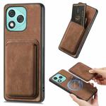 For Honor 400 Lite Global Retro Leather Card Bag Magnetic Phone Case(Brown)