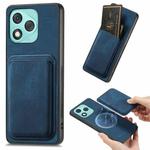 For Honor 400 Lite Global Retro Leather Card Bag Magnetic Phone Case(Blue)
