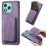 For Honor 400 Lite Global Retro Leather Card Bag Magnetic Phone Case(Purple)