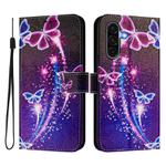 For Samsung Galaxy A36 5G ENKAY Painted Leather Phone Case with Card Slots ＆ Holder(Butterfly Pattern)
