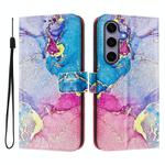 For Samsung Galaxy S25+ / S24+ 5G ENKAY Painted Leather Phone Case with Card Slots ＆ Holder(Pink Marble Pattern)