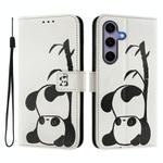 For Samsung Galaxy S25+ / S24+ 5G ENKAY Painted Leather Phone Case with Card Slots ＆ Holder(Panda Pattern)