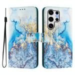 For Samsung Galaxy S25 Ultra 5G ENKAY Painted Leather Phone Case with Card Slots ＆ Holder(Ocean Marble Pattern)