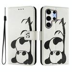 For Samsung Galaxy S25 Ultra 5G ENKAY Painted Leather Phone Case with Card Slots ＆ Holder(Panda Pattern)