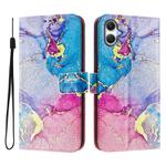 For Samsung Galaxy A06 4G ENKAY Painted Leather Phone Case with Card Slots ＆ Holder(Pink Marble Pattern)