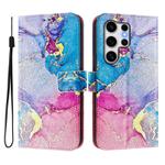 For Samsung Galaxy S24 Ultra 5G ENKAY Painted Leather Phone Case with Card Slots ＆ Holder(Pink Marble Pattern)