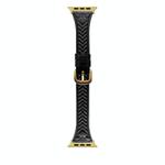 For Apple Watch 42mm / 41mm / 40mm / 38mm Heart-Shaped Embossed Leather Watch Band(Black)