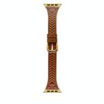 For Apple Watch 42mm / 41mm / 40mm / 38mm Heart-Shaped Embossed Leather Watch Band(Brown)