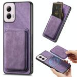 For Motorola Moto G Power 5G 2024 Retro Leather Card Bag Magnetic Phone Case(Purple)