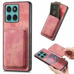 For Motorola Moto Edge 60 Fusion Retro Leather Card Bag Magnetic Phone Case(Pink)