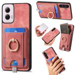 For Motorola Moto G Power 2024 5G Retro Splitable Magnetic Card Bag Leather Phone Case(Pink)