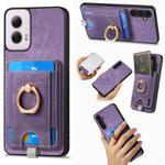 For Motorola Moto G Power 2024 5G Retro Splitable Magnetic Card Bag Leather Phone Case(Purple)