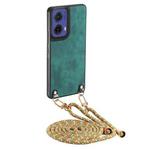For Motorola Moto G85 Vintage Leather PC Back Cover Phone Case with Crossbody Strap(Green)