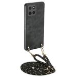 For Motorola Moto G15 Vintage Leather PC Back Cover Phone Case with Crossbody Strap(Black)