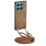 For Motorola Edge 60 / 60s Vintage Leather PC Back Cover Phone Case with Crossbody Strap(Brown)