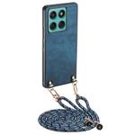 For Motorola Edge 60 / 60s Vintage Leather PC Back Cover Phone Case with Crossbody Strap(Blue)