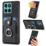 For Motorola Moto Edge 60 Fusion Retro Skin-feel Ring Card Wallet Phone Case(Black)