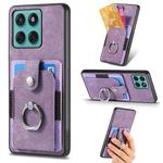 For Motorola Moto Edge 60 Fusion Retro Skin-feel Ring Card Wallet Phone Case(Purple)