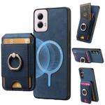 For Motorola Moto G Power 5G 2024 Retro Splitable Magnetic Stand Card Bag Leather Phone Case(Blue)