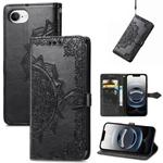 For iPhone 16e Mandala Flower Embossed Leather Phone Case(Black)