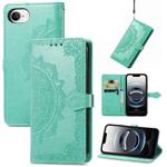 For iPhone 16e Mandala Flower Embossed Leather Phone Case(Green)