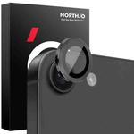 For iPhone 16e NORTHJO Camera Lens Protector CD Metal Ring Tempered Glass Film(Black)