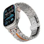 For Apple Watch 42mm / 41mm / 40mm / 38mm Stainless Steel Iron Man Butterfly Buckle Metal Watch Band(Titanium Color Orange)