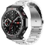 For Amazfit T-REX 3 Three Beads Stainless Steel Metal Watch Band(Silver)