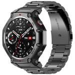 For Amazfit T-REX 3 Three Beads Stainless Steel Metal Watch Band(Black)