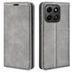 For Honor X6b Retro-skin Magnetic Suction Leather Phone Case(Grey)