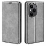 For Honor 400 Pro Global 160.8mm Retro-skin Magnetic Suction Leather Phone Case(Grey)