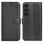 For Samsung Galaxy S25 5G Litchi Texture Horizontal Flip Leather Phone Case with Holder(Black)