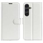 For Samsung Galaxy S25+ 5G Litchi Texture Horizontal Flip Leather Phone Case with Holder(White)