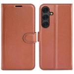 For Samsung Galaxy S25+ 5G Litchi Texture Horizontal Flip Leather Phone Case with Holder(Brown)