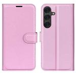 For Samsung Galaxy S25+ 5G Litchi Texture Horizontal Flip Leather Phone Case with Holder(Pink)
