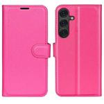 For Samsung Galaxy S25+ 5G Litchi Texture Horizontal Flip Leather Phone Case with Holder(Rose Red)