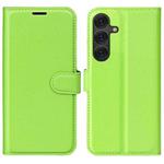 For Samsung Galaxy S25+ 5G Litchi Texture Horizontal Flip Leather Phone Case with Holder(Green)