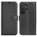 For Samsung Galaxy S25 Ultra 5G Litchi Texture Horizontal Flip Leather Phone Case with Holder(Black)