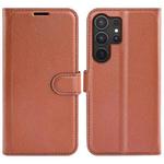 For Samsung Galaxy S25 Ultra 5G Litchi Texture Horizontal Flip Leather Phone Case with Holder(Brown)