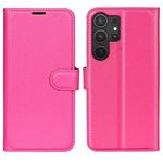 For Samsung Galaxy S25 Ultra 5G Litchi Texture Horizontal Flip Leather Phone Case with Holder(Rose Red)